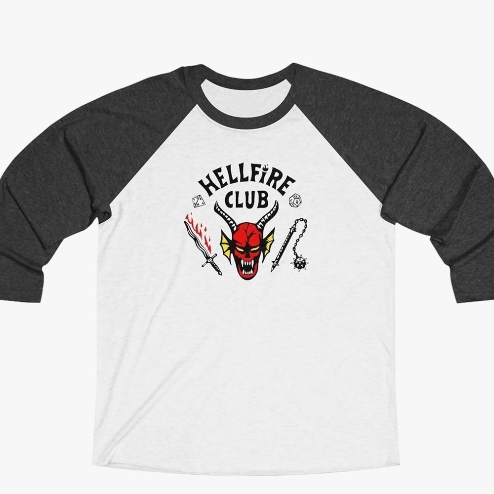 Hellfire Club Raglan Tee - Black and White